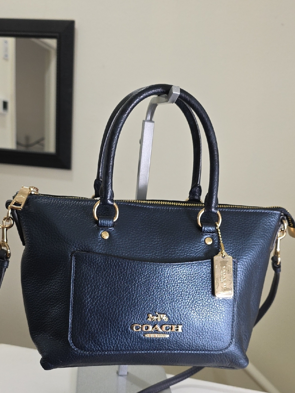COACH F38877 Mini Emma Satchel/Crossbody In Metallic Navy NWOT - Picture 4 of 17